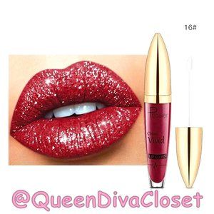 Lux Matte Deep Rust Brick Red #16 Lasting Glitter Gloss Liquid Lipstick Tint